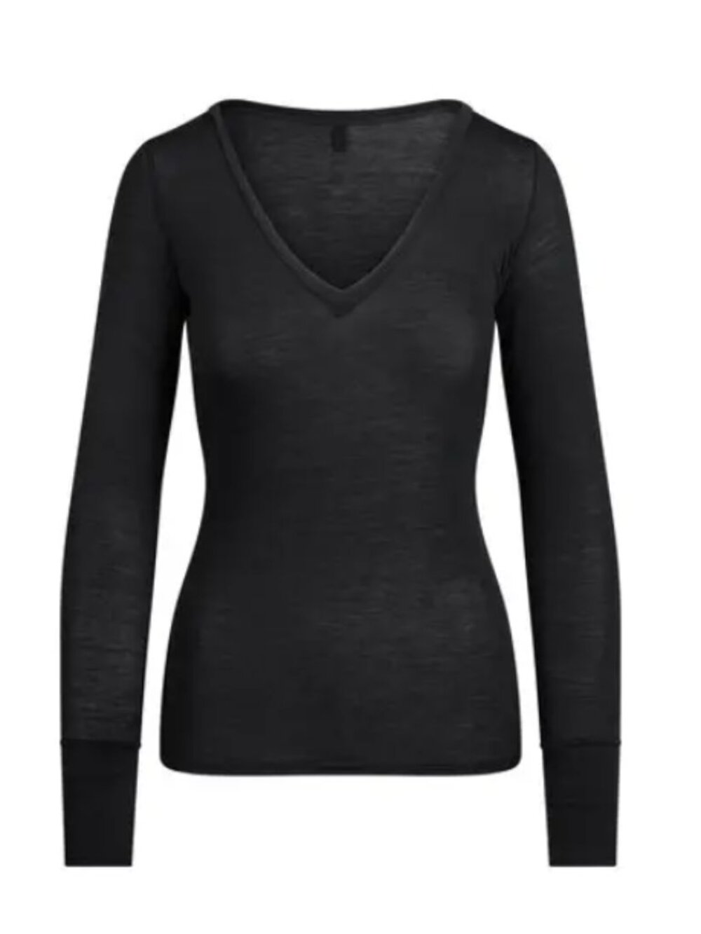 Skims Sheer Modal Long Sleeve V-Neck Top